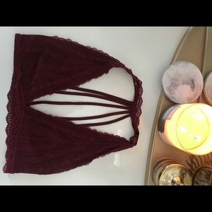 Maroon Lace Strappy Bralette